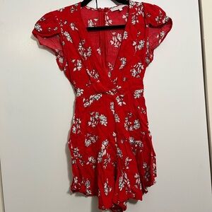 Red Floral Romper